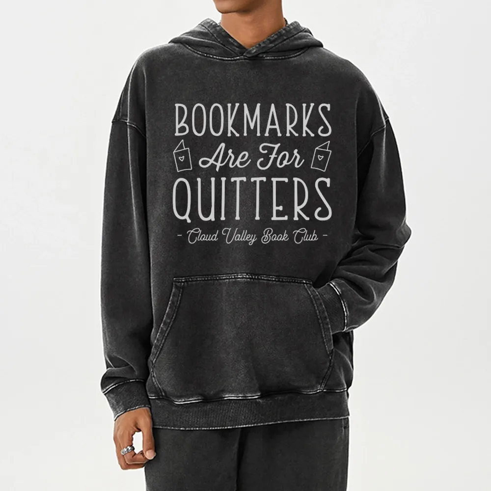 Pagewings Book Club Personalized Bookmarks Are For Quitters Unisex Washed Hoodie