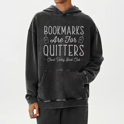 Pagewings Book Club Personalized Bookmarks Are For Quitters Unisex Washed Hoodie