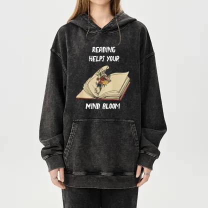 Pagewings Personalised Vintage Reading Book Wild Flowers Unisex Washed Hoodie