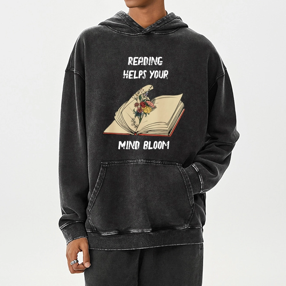Pagewings Personalised Vintage Reading Book Wild Flowers Unisex Washed Hoodie