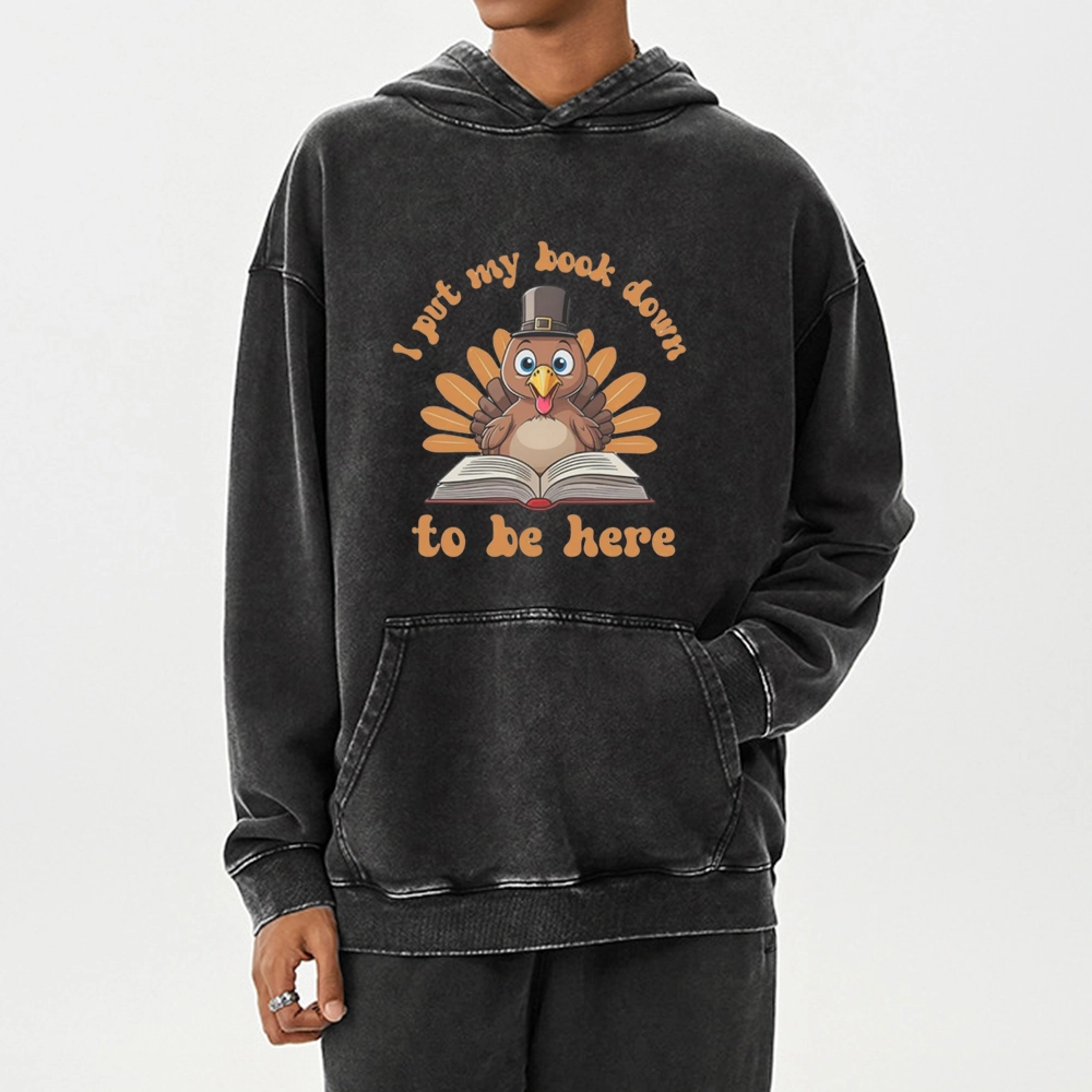 Pagewings Funny Thanksgiving Book Unisex Washed Hoodie