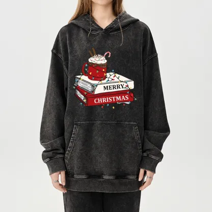 Pagewings Merry Christmas Unisex Washed Hoodie