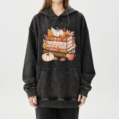 Pagewings Thanksgiving Fall Pumpkin Unisex Washed Hoodie