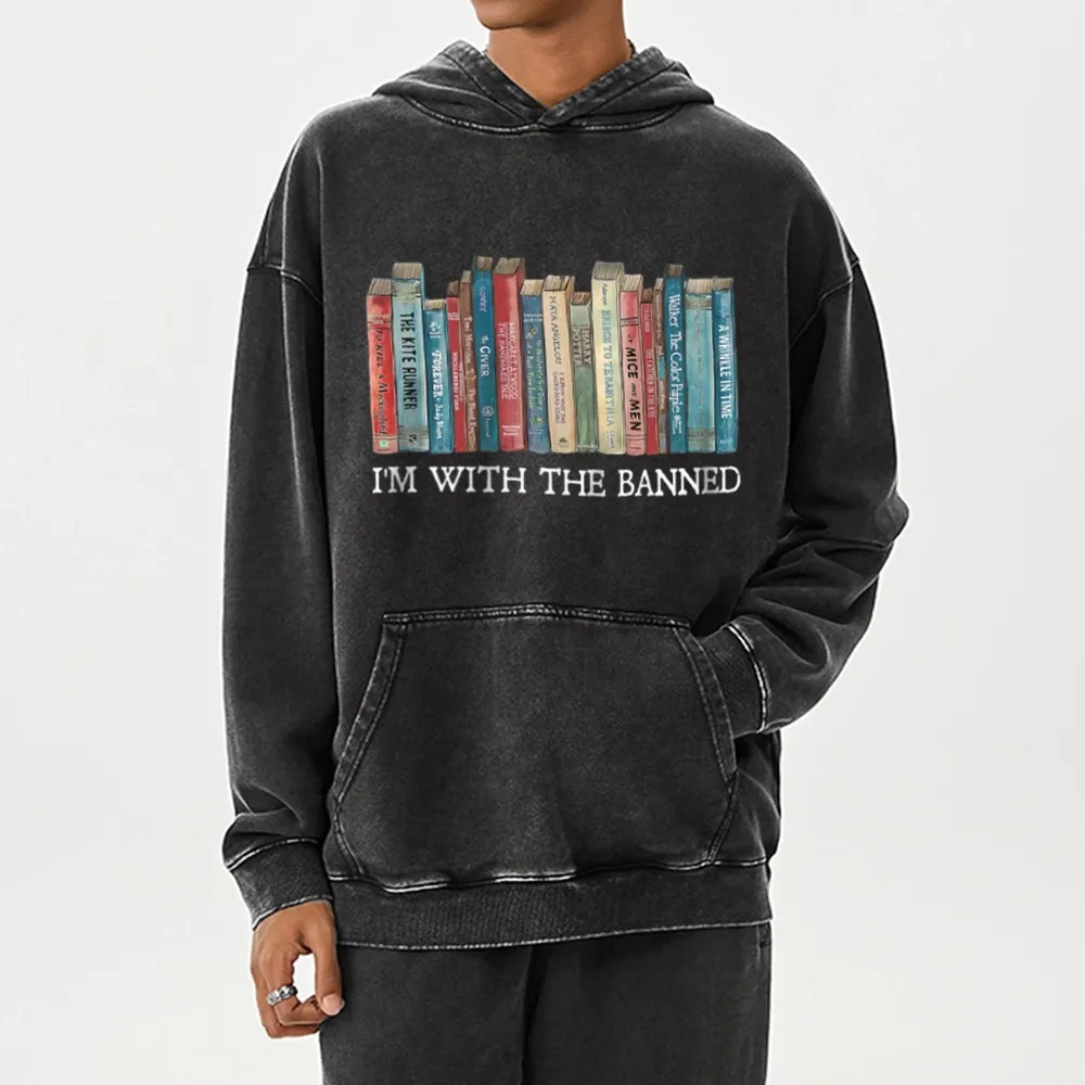 Pagewings I'm With The Banned Unisex Washed Hoodie