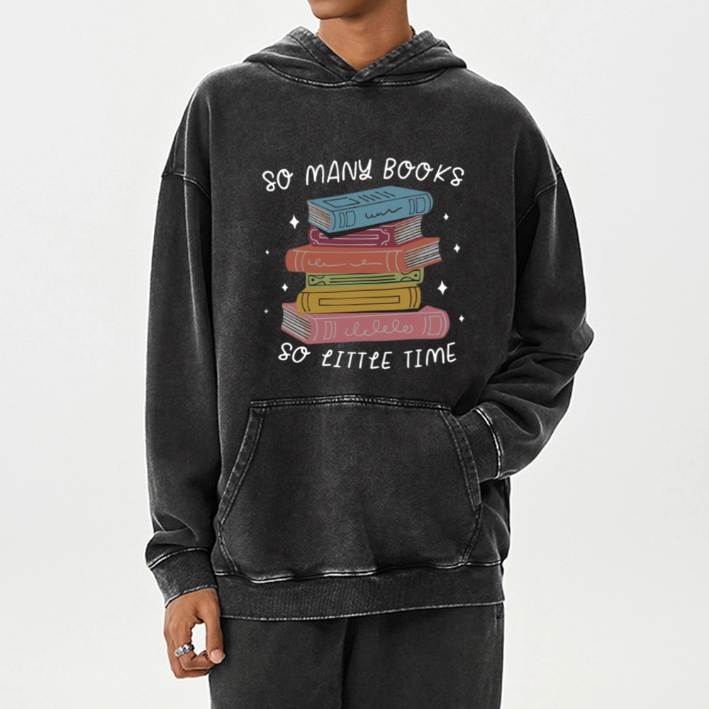 Pagewings So Many Books So Little Time Unisex Washed Hoodie