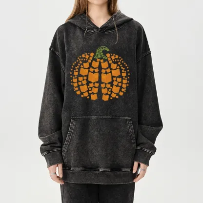 Pagewings Thanksgiving Book Pumpkin Unisex Washed Hoodie