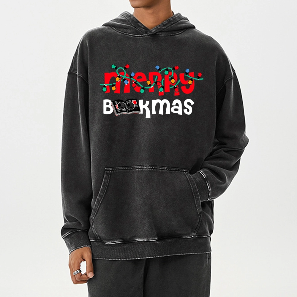 Pagewings Christmas Book Unisex Washed Hoodie
