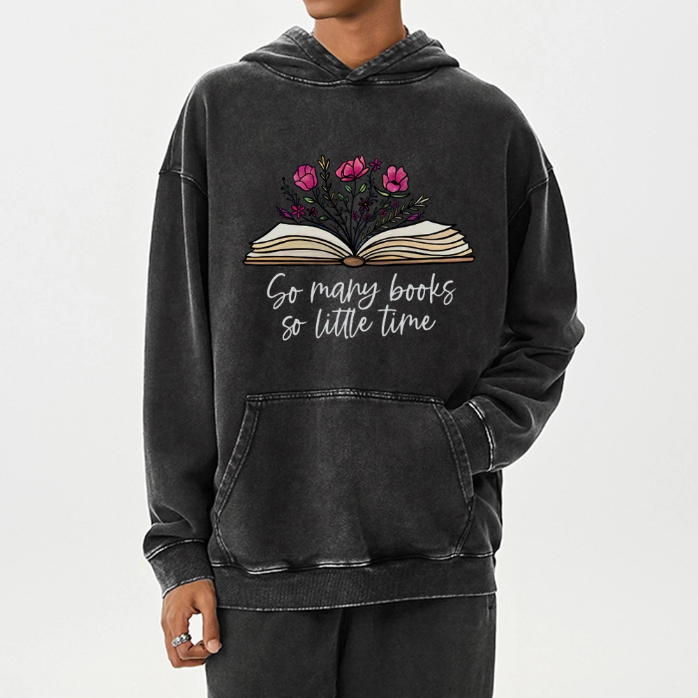 Pagewings So Many Books So Little Time Unisex Washed Hoodie