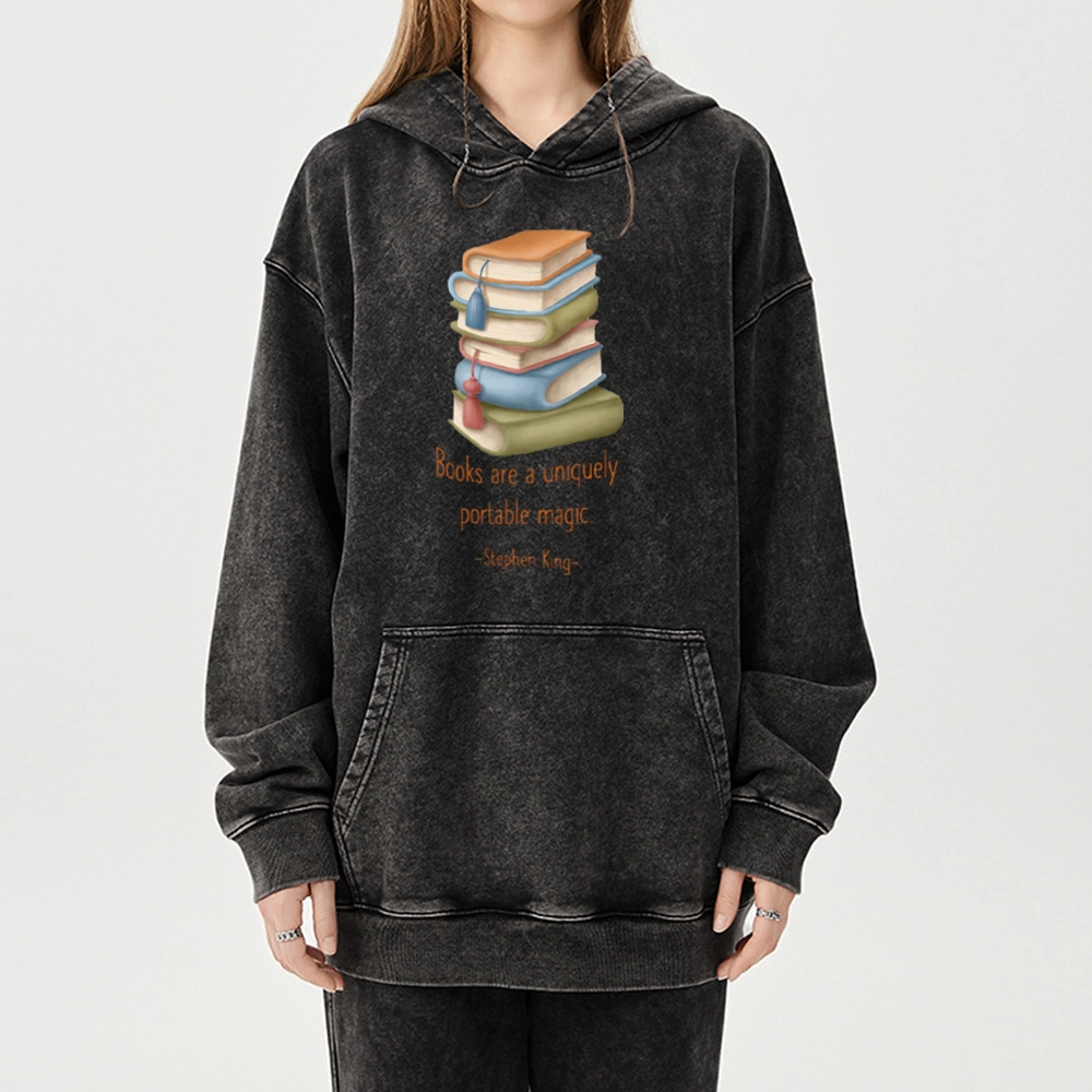 Pagewings Books Are A Uniquely Portable Magic Unisex Washed Hoodie