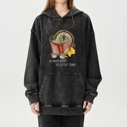 Pagewings So Many Books So Little Time Unisex Washed Hoodie