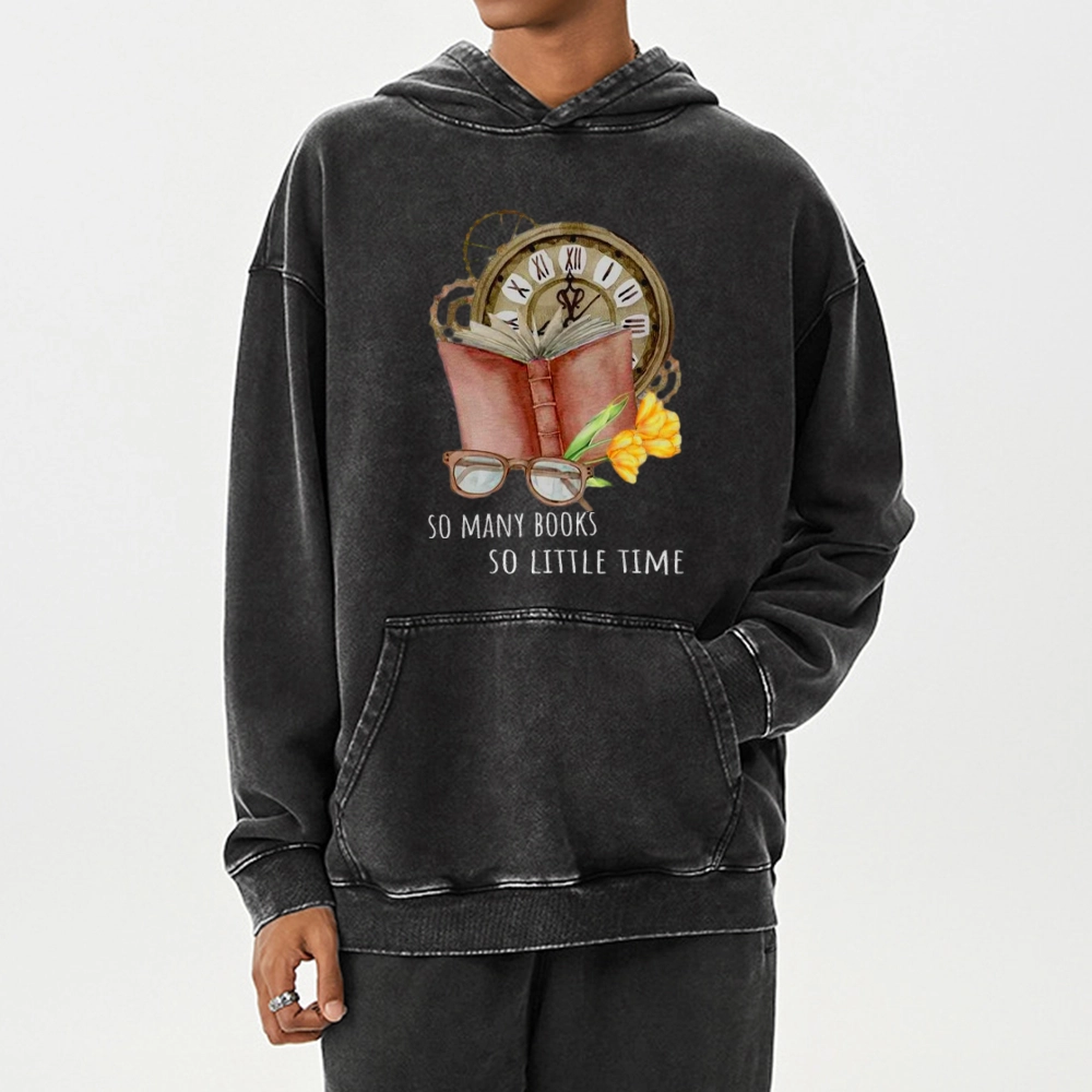 Pagewings So Many Books So Little Time Unisex Washed Hoodie