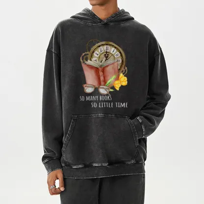 Pagewings So Many Books So Little Time Unisex Washed Hoodie