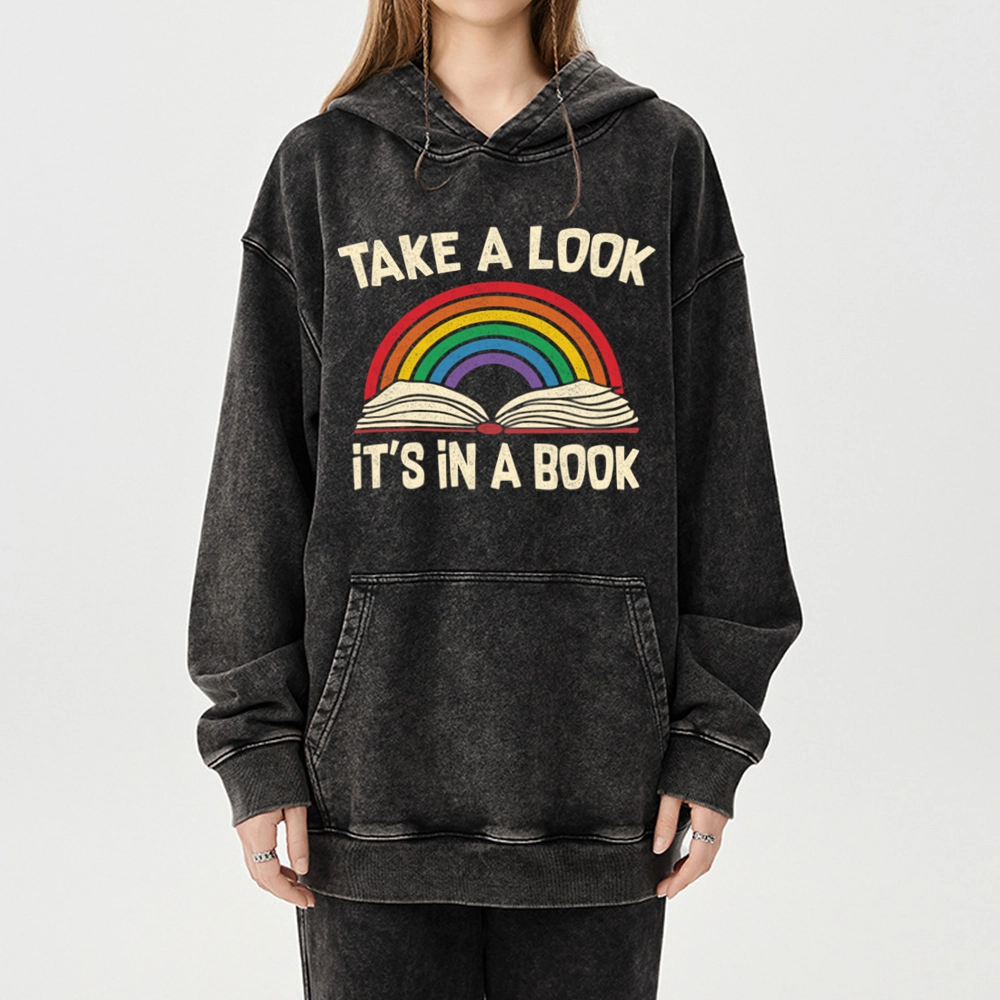 Pagewings Take A Look It's In A Book Unisex Washed Hoodie