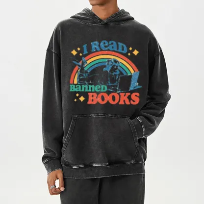 Pagewings I Read Banned Books Unisex Washed Hoodie