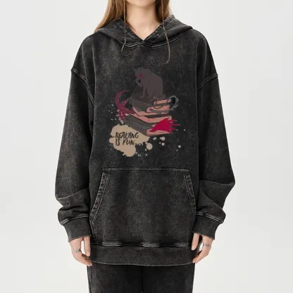 Pagewings Reading is Fun Unisex Washed Hoodie