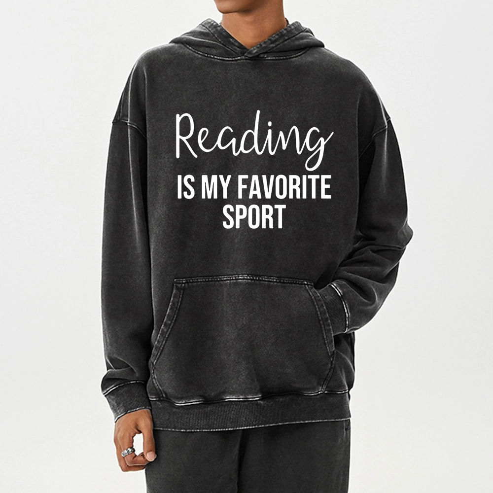 Pagewings Reading is My Favourite Sport Unisex Washed Hoodie