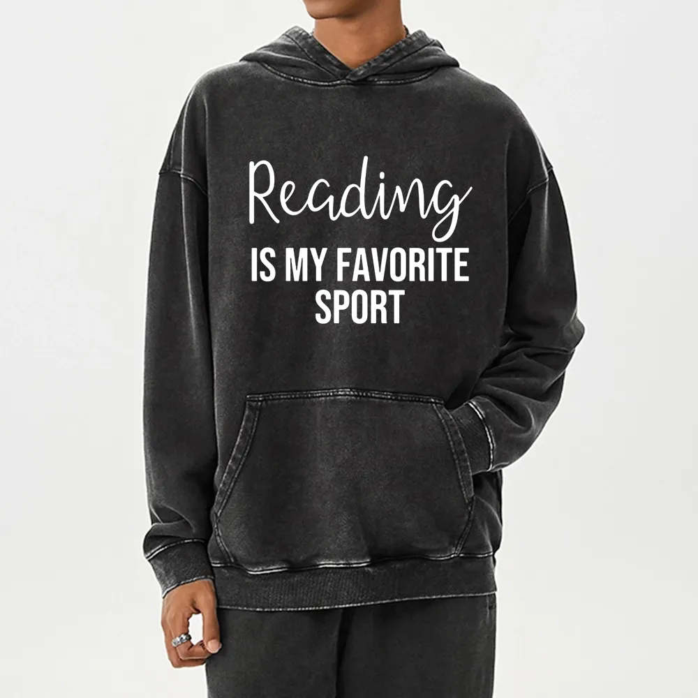 Pagewings Reading is My Favourite Sport Unisex Washed Hoodie