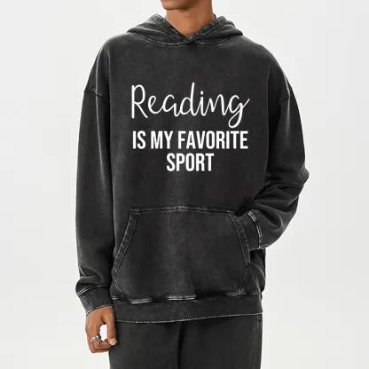 Pagewings Reading is My Favourite Sport Unisex Washed Hoodie