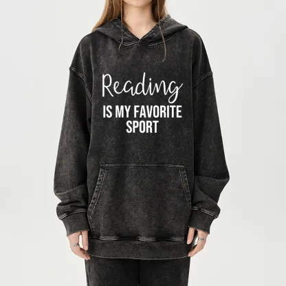 Pagewings Reading is My Favourite Sport Unisex Washed Hoodie
