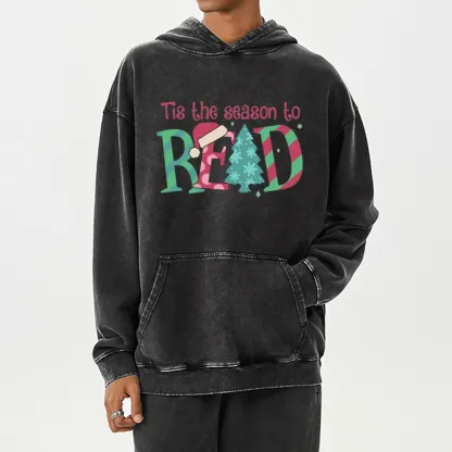 Pagewings Christmas Reading Unisex Washed Hoodie
