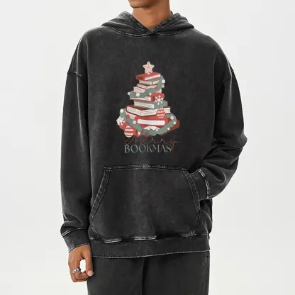 Pagewings Merry Bookmas Unisex Washed Hoodie