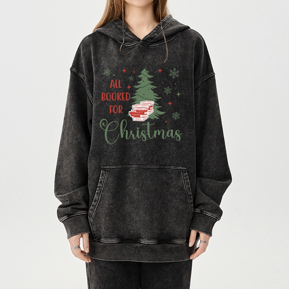 Pagewings All Booked for Christmas Unisex Washed Hoodie