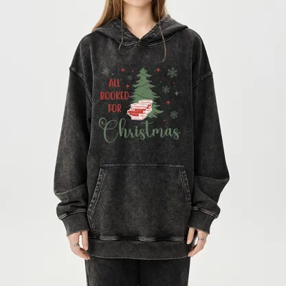 Pagewings All Booked for Christmas Unisex Washed Hoodie