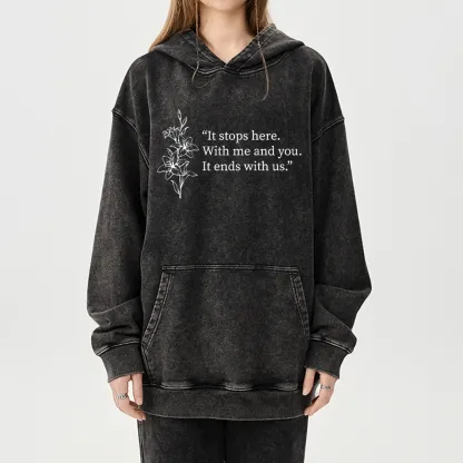 Pagewings It Ends With Us Unisex Washed Hoodie
