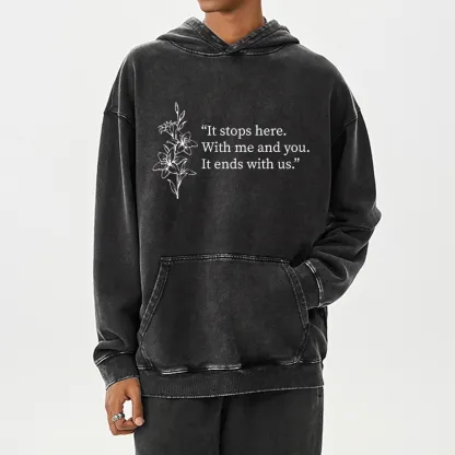 Pagewings It Ends With Us Unisex Washed Hoodie