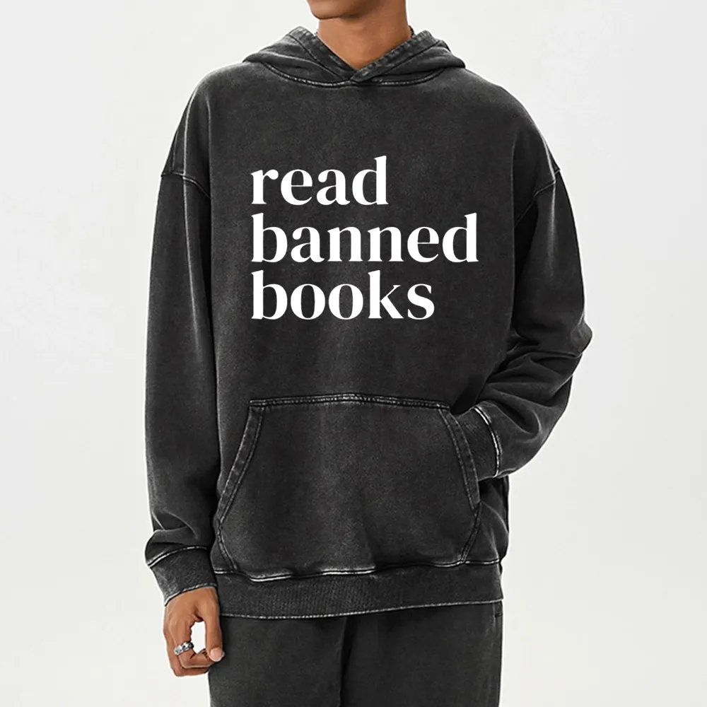 Pagewings Read Banned Books Unisex Washed Hoodie