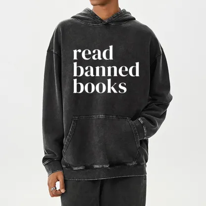 Pagewings Read Banned Books Unisex Washed Hoodie