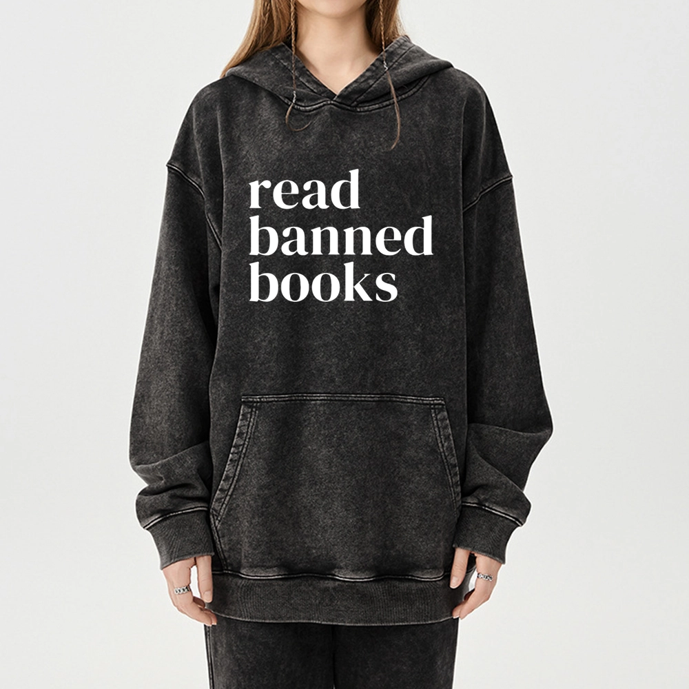 Pagewings Read Banned Books Unisex Washed Hoodie