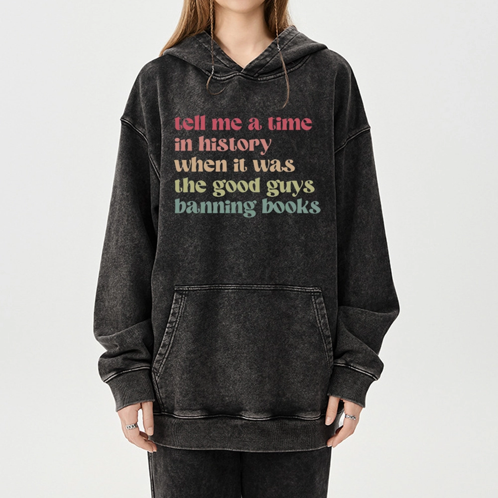 Pagewings Tell Me a Time in History Unisex Washed Hoodie