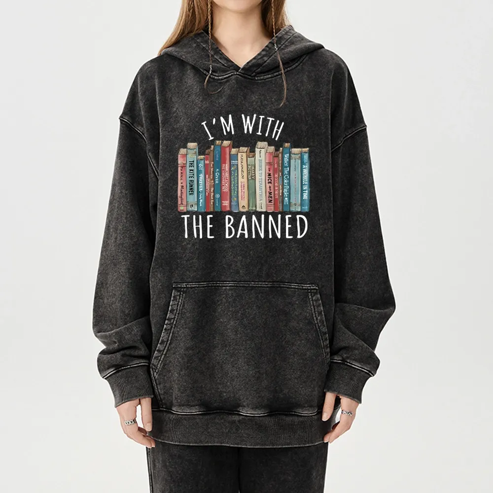 Pagewings I'm With The Banned Unisex Washed Hoodie