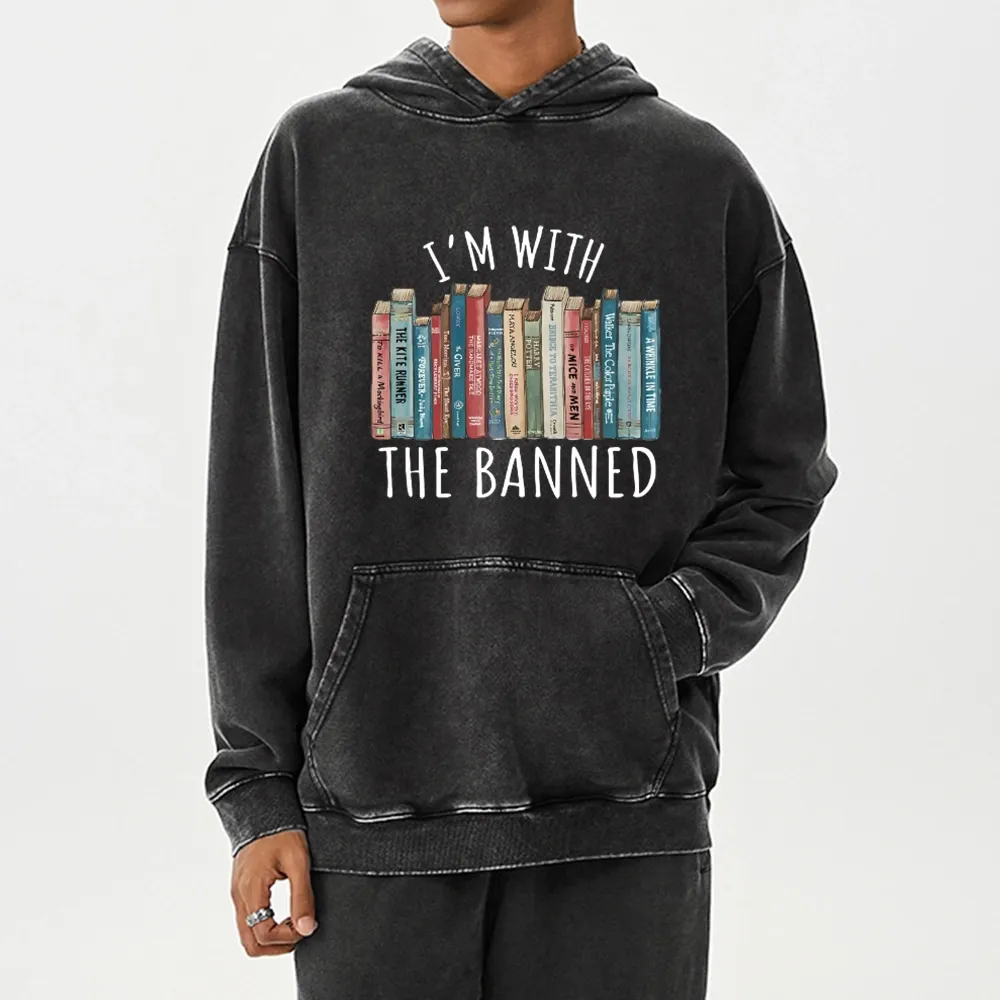 Pagewings I'm With The Banned Unisex Washed Hoodie
