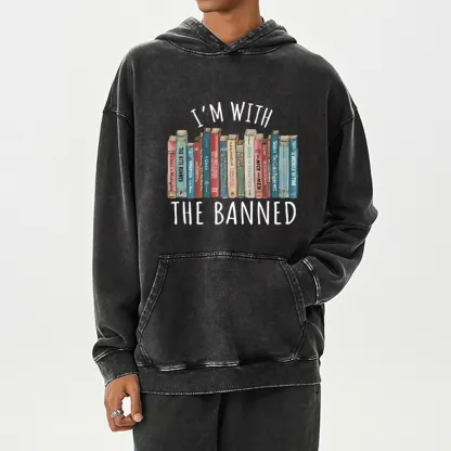 Pagewings I'm With The Banned Unisex Washed Hoodie