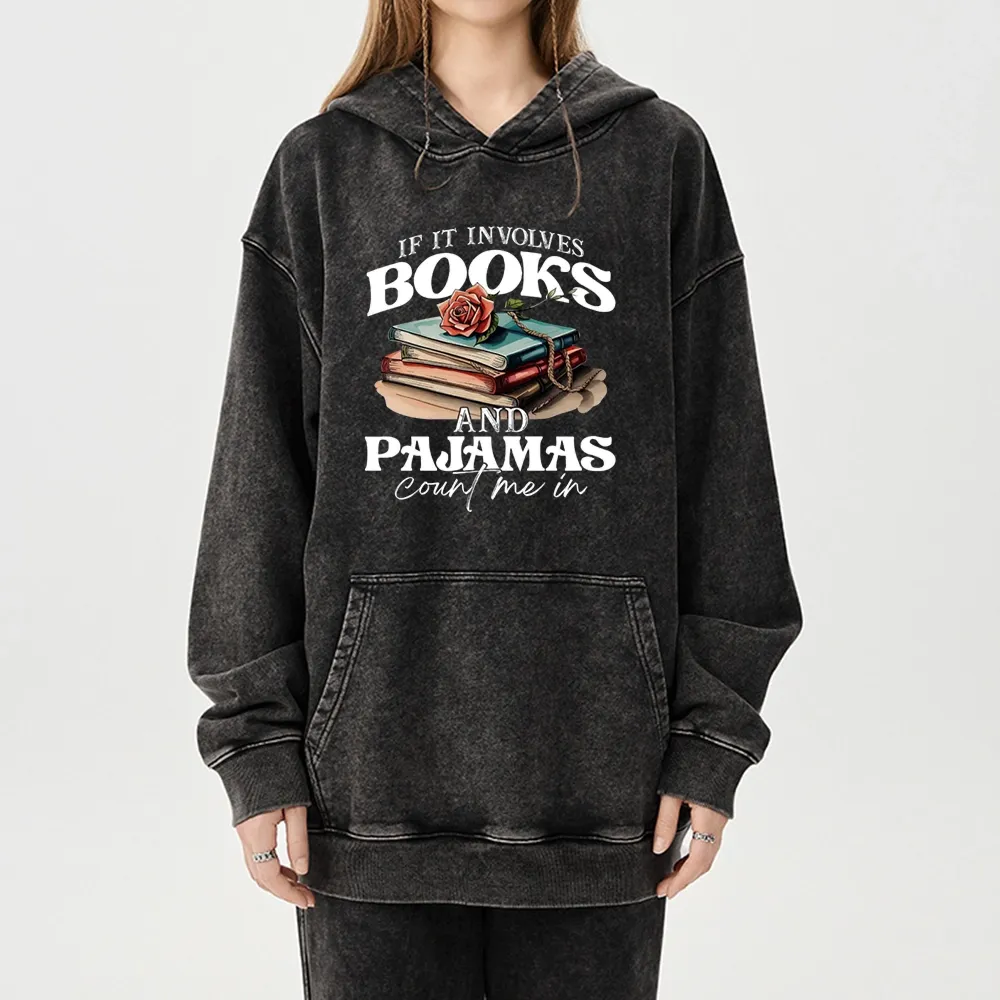 Pagewings Books And Pajamas Unisex Washed Hoodie