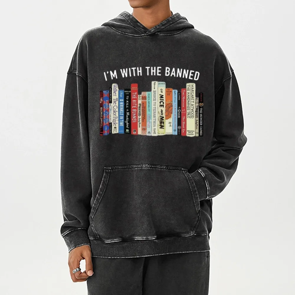 Pagewings I'm With The Banned Reading Unisex Washed Hoodie