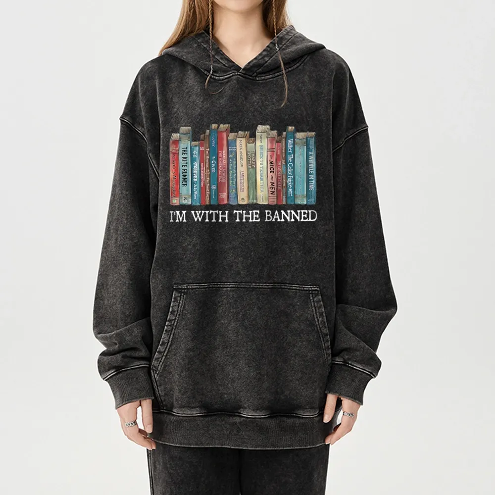 Pagewings I'm With The Banned Unisex Washed Hoodie