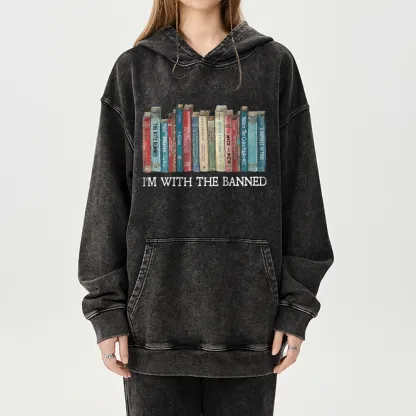 Pagewings I'm With The Banned Unisex Washed Hoodie