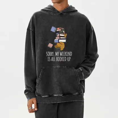 Pagewings Weekend Booked Up Unisex Washed Hoodie