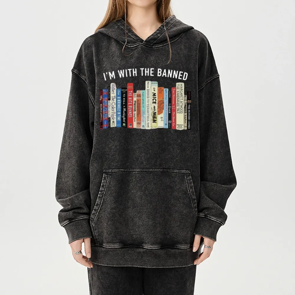 Pagewings I'm With The Banned Reading Unisex Washed Hoodie