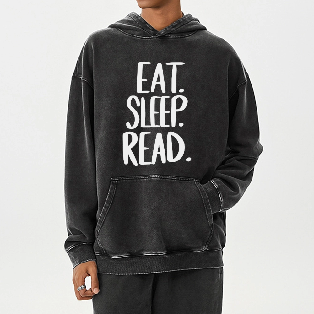 Pagewings Eat Sleep Read Unisex Washed Hoodie