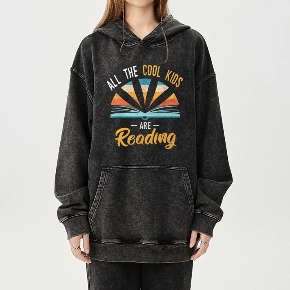 Pagewings All the Cool Kids are Reading Unisex Washed Hoodie