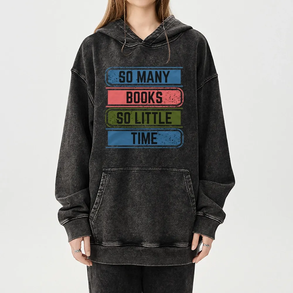 Pagewings So Many Books So Little Time Unisex Washed Hoodie