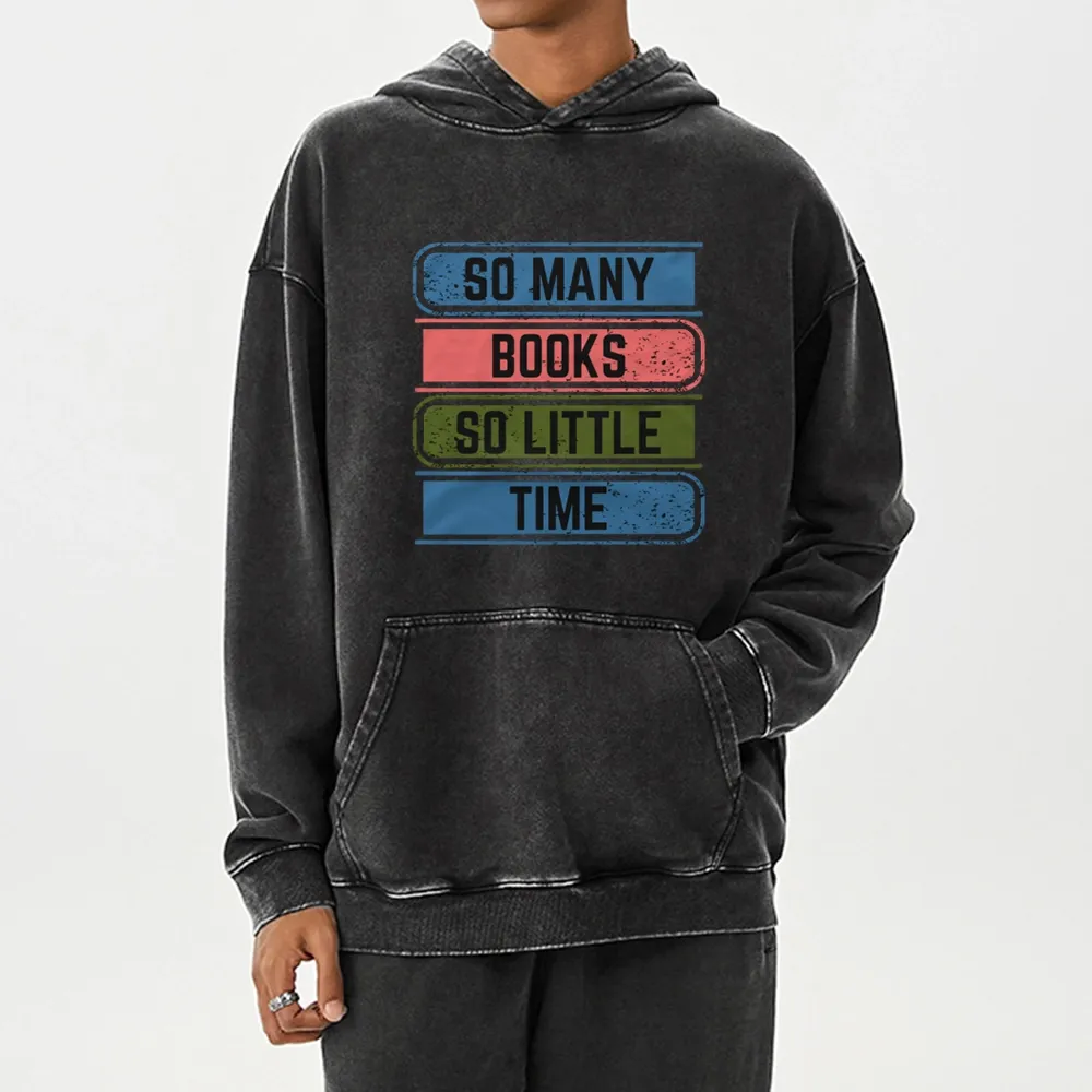 Pagewings So Many Books So Little Time Unisex Washed Hoodie