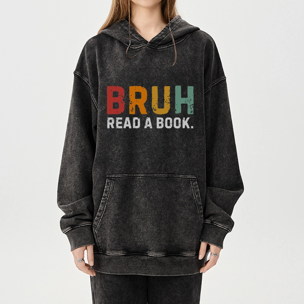 Pagewings Read A Book Bruh Unisex Washed Hoodie