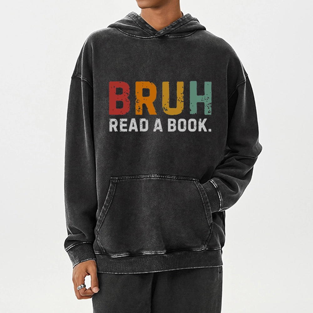 Pagewings Read A Book Bruh Unisex Washed Hoodie