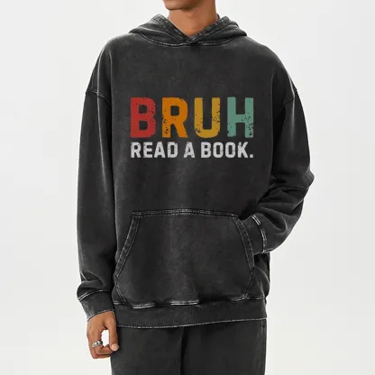 Pagewings Read A Book Bruh Unisex Washed Hoodie
