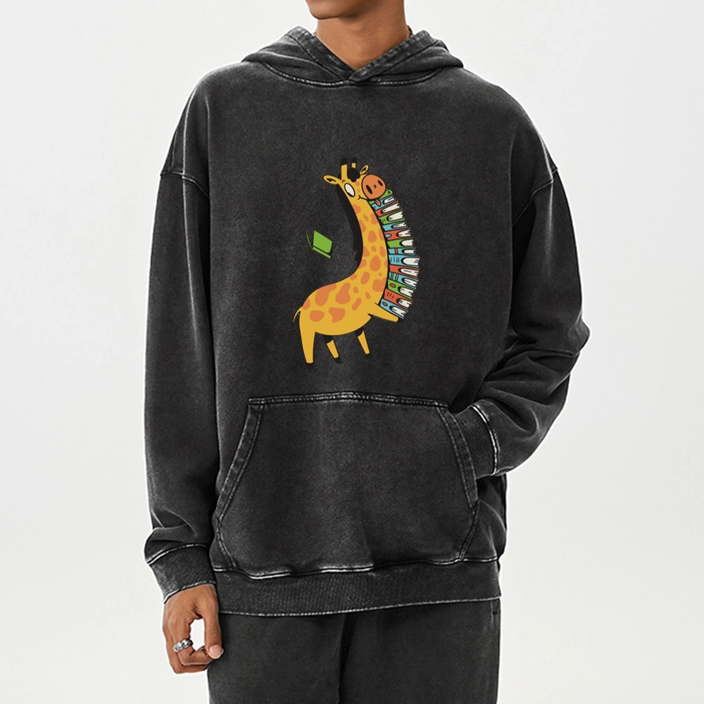 Pagewings Book Giraff Unisex Washed Hoodie